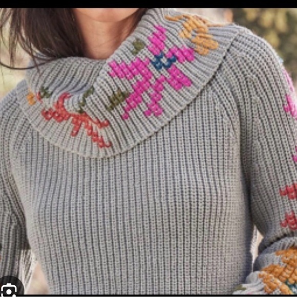 Sundance embroidered cowl-neck sweater Grey Medium - Picture 2 of 8